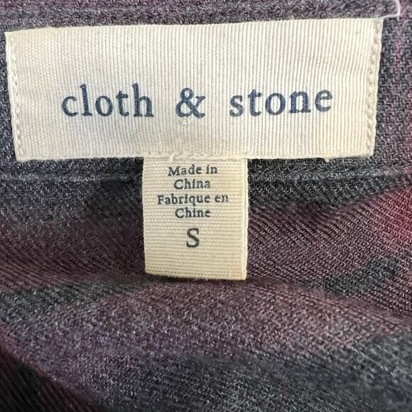 Cloth and Stone Faded Red Gray Plaid Rayon Tunic Dress Size Small - Picture 7 of 8